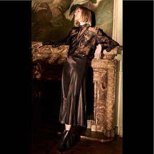 Satin effect midi skirt